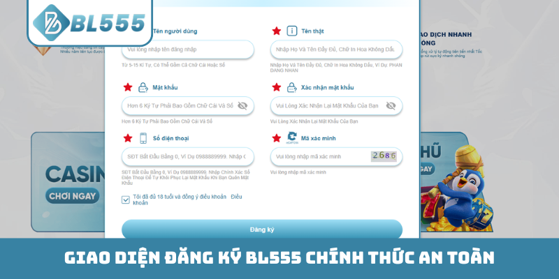 Giao diện đăng ký BL555 chính thức an toàn