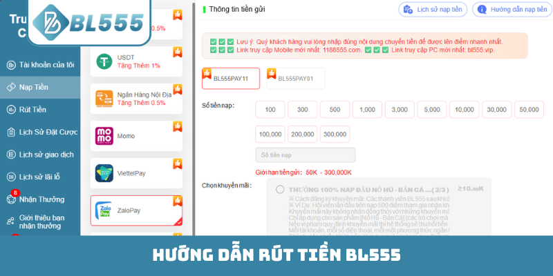 Rút tiền Bl555